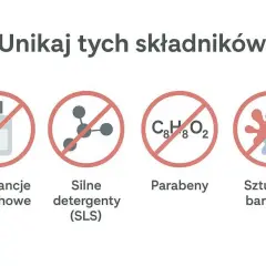 Unikaj substancji zapachowych, silnych detergentów (SLS), parabenów i sztucznych barwników dla produktów hipoalergicznych.