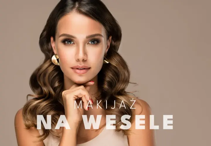 Elegancka kobieta z falowanymi włosami i wyrazistym makijażem. Idealny mocny makijaż na wesele, podkreślający urodę.