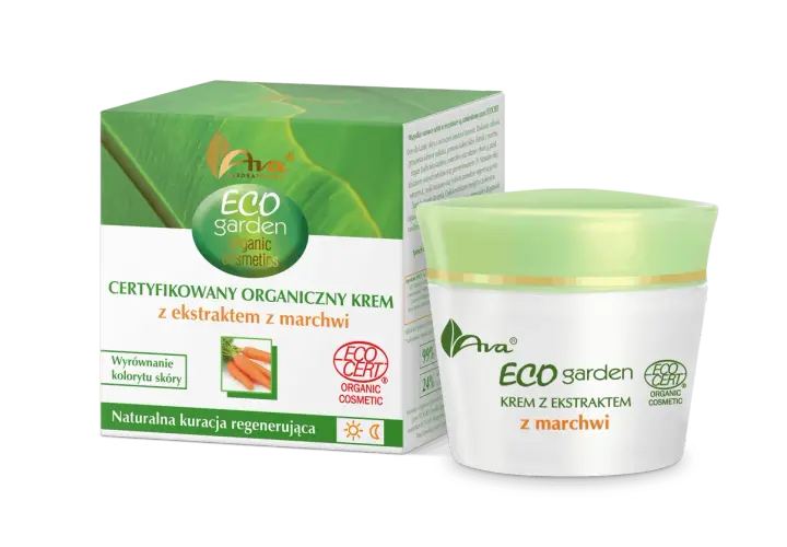 Ava Eco Garden krem z ekstraktem z marchwi. Certyfikowany organiczny kosmetyk z naturalną kuracją regenerującą.