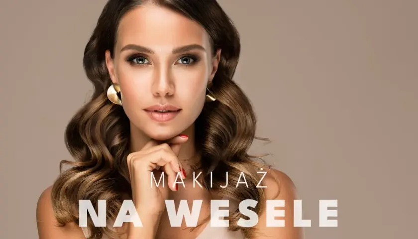 Elegancka kobieta z falowanymi włosami i wyrazistym makijażem. Idealny mocny makijaż na wesele, podkreślający urodę.
