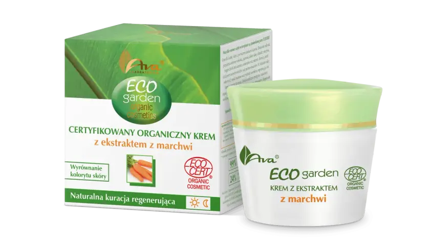 Ava Eco Garden krem z ekstraktem z marchwi. Certyfikowany organiczny kosmetyk z naturalną kuracją regenerującą.