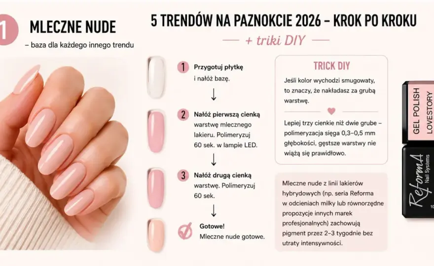 Mleczny manicure - jak dobrać odcień i uniknąć efektu kredy?