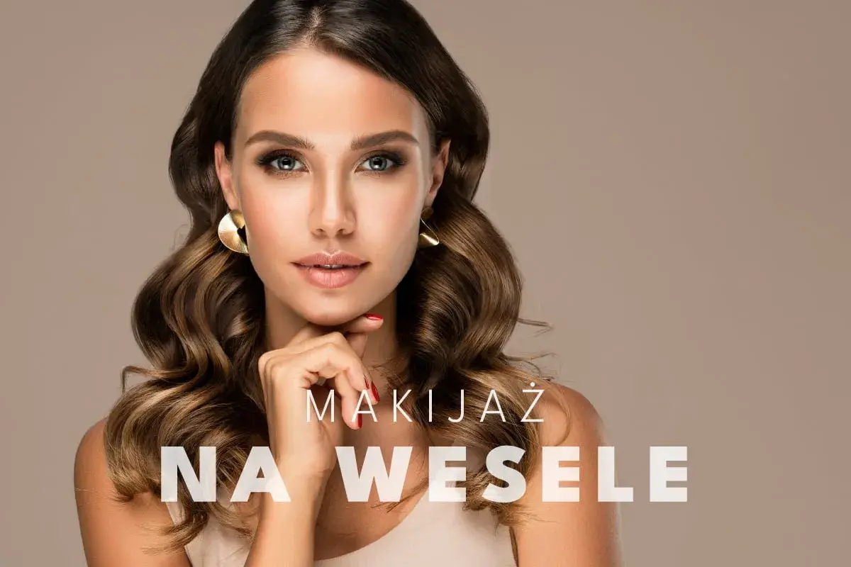 Elegancka kobieta z falowanymi włosami i wyrazistym makijażem. Idealny mocny makijaż na wesele, podkreślający urodę.