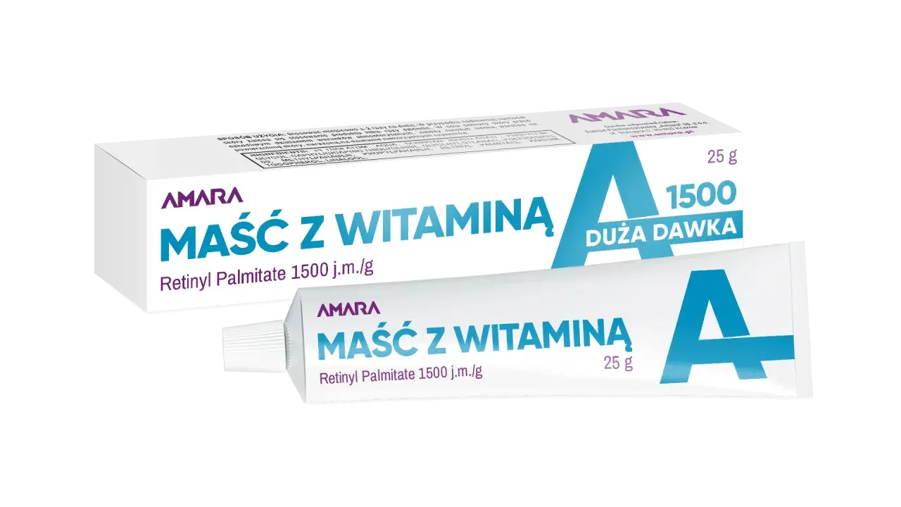 Maść z witaminą A AMARA, 25g. Duża dawka Retinyl Palmitate 1500 j.m./g dla Twojej skóry.