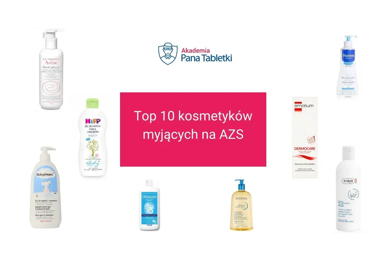 Top 10 kosmetyków myjących na AZS: Avène, HiPP, Babydream, Oilatum, Bioderma, Ziaja i inne, idealne dla skóry z atopią.