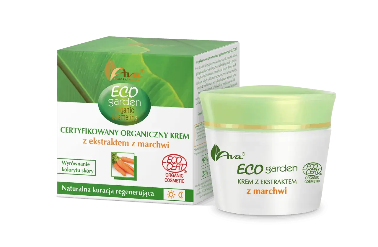 Ava Eco Garden krem z ekstraktem z marchwi. Certyfikowany organiczny kosmetyk z naturalną kuracją regenerującą.