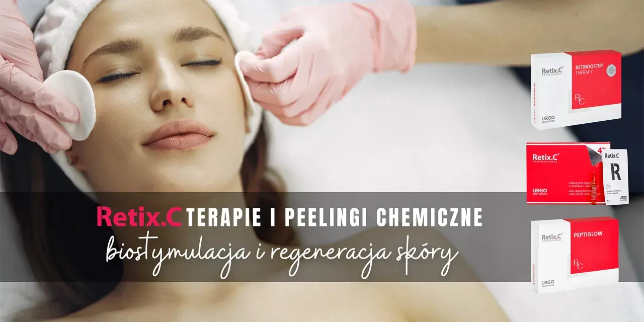 Kobieta poddana zabiegowi z użyciem produktów Retix.C. Terapie i peelingi chemiczne dla biostymulacji i regeneracji skóry.
