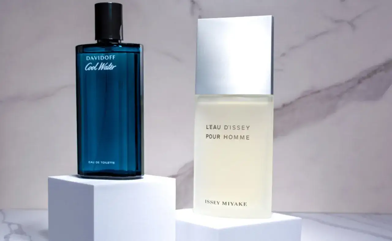 Dwa męskie perfumy na lato: klasyczny Davidoff Cool Water i świeży L'Eau d'Issey Pour Homme. Idealne na upalne dni.