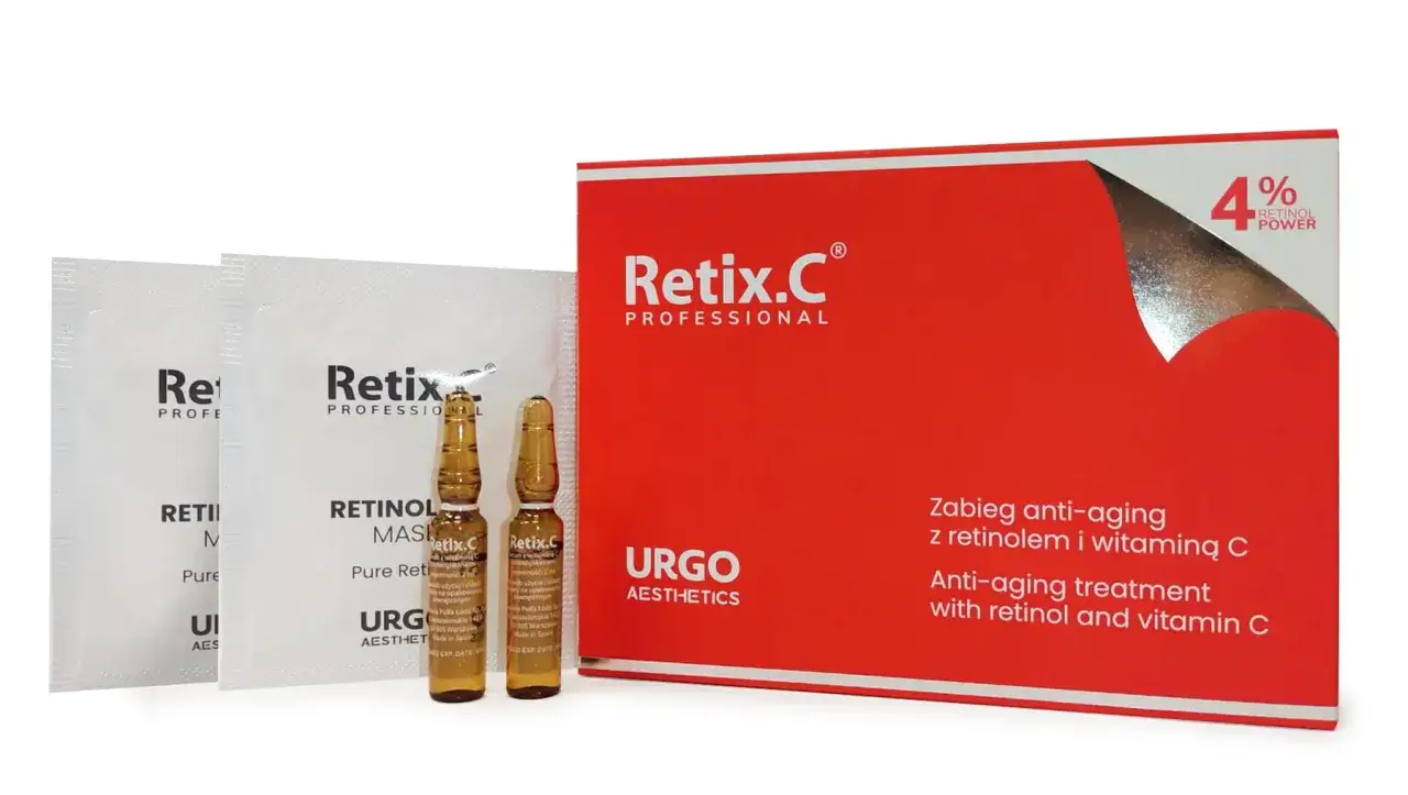 Zestaw Retix.C z ampułkami i saszetkami, zabieg anti-aging z retinolem i witaminą C.